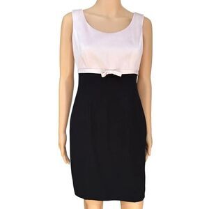 Sunny Choi two-tone dress 100% silk pink satin bodice and black skirt size 4
